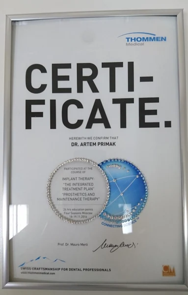 Артём Евгеньевич Примак сертификат 3